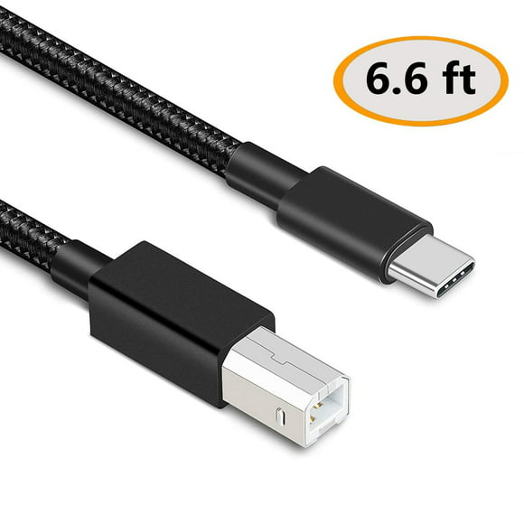 Canon Fasgear 5m Type C to USB B Midi Cable Nylon Braided Printer Scanner Cord with Metal Connector Compatible with AiO HP Samsung Printers,Brother,MacBook Pro,Dell and More 16ft, Gray 